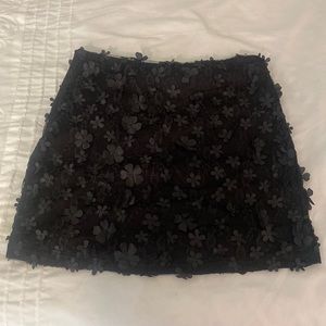 SHEIN 3D appliqué flower skirt black Aline mesh